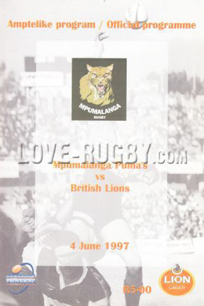 1997 Mpumalanga v British Lions  Rugby Programme